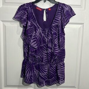 Elle Women’s Purple Ruffle blouse - size Medium